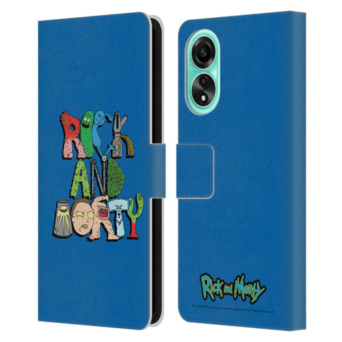 Rick And Morty Season 3 Character Art Typography Leather Book Wallet Case Cover For OPPO A78 5G