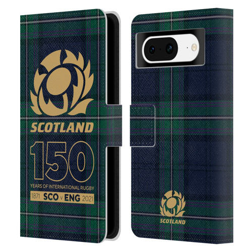 Scotland Rugby 150th Anniversary Tartan Leather Book Wallet Case Cover For Google Pixel 8