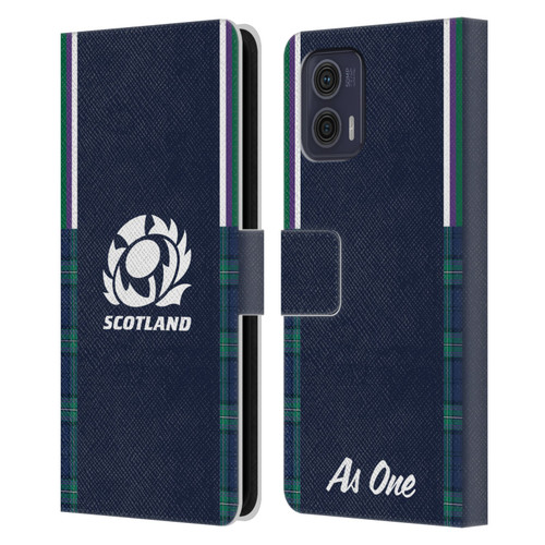 Scotland Rugby 2023/24 Crest Kit Home Leather Book Wallet Case Cover For Motorola Moto G73 5G