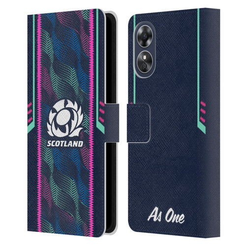 Scotland Rugby 2023/24 Crest Kit Wave Training Leather Book Wallet Case Cover For OPPO A17