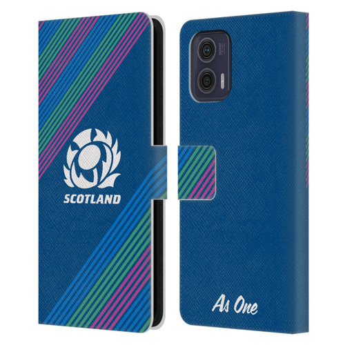 Scotland Rugby Graphics Stripes Leather Book Wallet Case Cover For Motorola Moto G73 5G