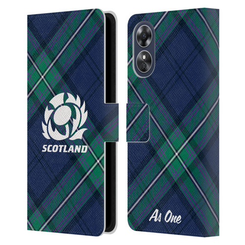 Scotland Rugby Graphics Tartan Oversized Leather Book Wallet Case Cover For OPPO A17