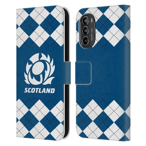 Scotland Rugby Logo 2 Argyle Leather Book Wallet Case Cover For Motorola Moto G82 5G