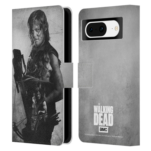 AMC The Walking Dead Double Exposure Daryl Leather Book Wallet Case Cover For Google Pixel 8