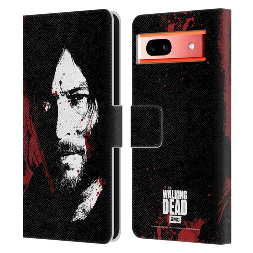 AMC The Walking Dead Gore Blood Bath Daryl Leather Book Wallet Case Cover For Google Pixel 7a