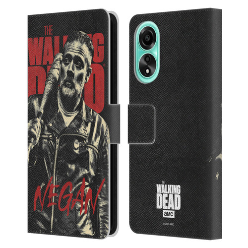 AMC The Walking Dead Season 10 Character Portraits Negan Leather Book Wallet Case Cover For OPPO A78 4G