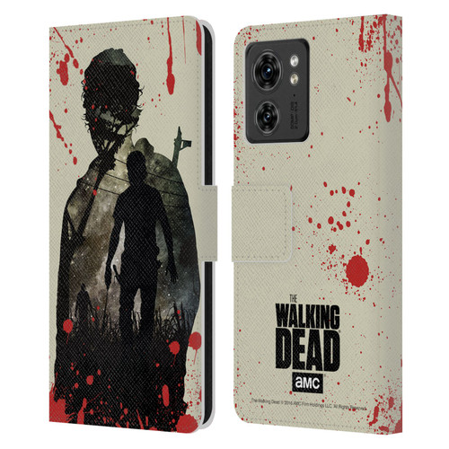AMC The Walking Dead Silhouettes Rick Leather Book Wallet Case Cover For Motorola Moto Edge 40