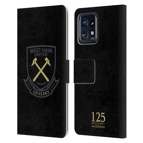 West Ham United FC 125 Year Anniversary Black Claret Crest Leather Book Wallet Case Cover For Motorola Moto Edge 40 Pro