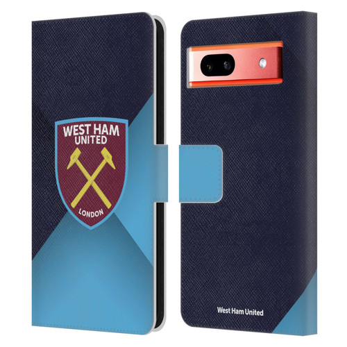 West Ham United FC Crest Blue Gradient Leather Book Wallet Case Cover For Google Pixel 7a