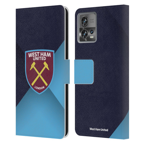 West Ham United FC Crest Blue Gradient Leather Book Wallet Case Cover For Motorola Moto Edge 30 Fusion