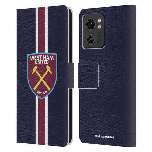 West Ham United FC Crest Stripes Leather Book Wallet Case Cover For Motorola Moto Edge 40