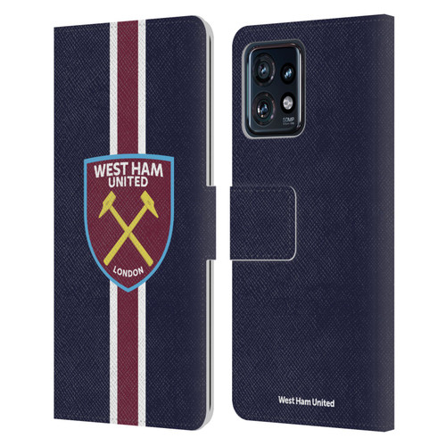 West Ham United FC Crest Stripes Leather Book Wallet Case Cover For Motorola Moto Edge 40 Pro