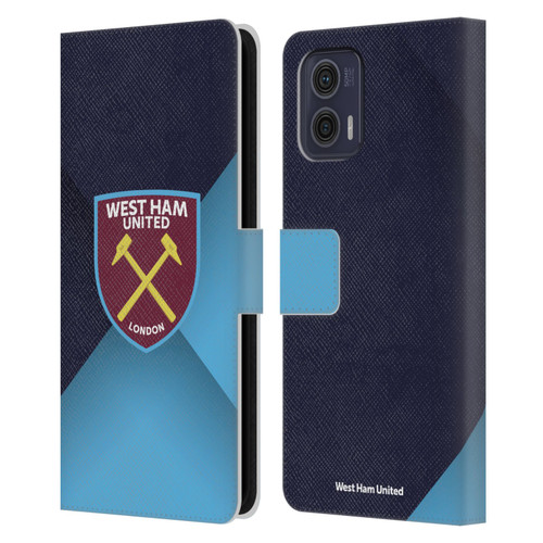 West Ham United FC Crest Blue Gradient Leather Book Wallet Case Cover For Motorola Moto G73 5G