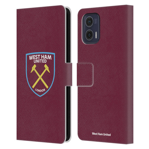 West Ham United FC Crest Full Colour Leather Book Wallet Case Cover For Motorola Moto G73 5G