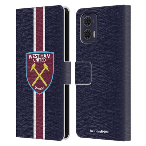 West Ham United FC Crest Stripes Leather Book Wallet Case Cover For Motorola Moto G73 5G