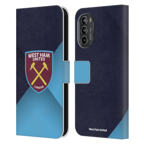 West Ham United FC Crest Blue Gradient Leather Book Wallet Case Cover For Motorola Moto G82 5G