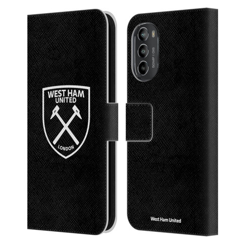 West Ham United FC Crest White Logo Leather Book Wallet Case Cover For Motorola Moto G82 5G