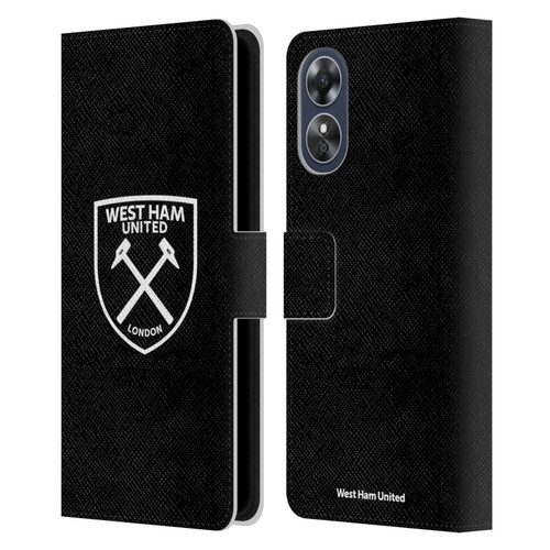 West Ham United FC Crest White Logo Leather Book Wallet Case Cover For OPPO A17