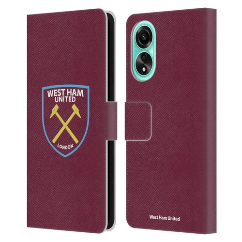 West Ham United FC Crest Full Colour Leather Book Wallet Case Cover For OPPO A78 4G