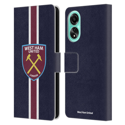 West Ham United FC Crest Stripes Leather Book Wallet Case Cover For OPPO A78 4G