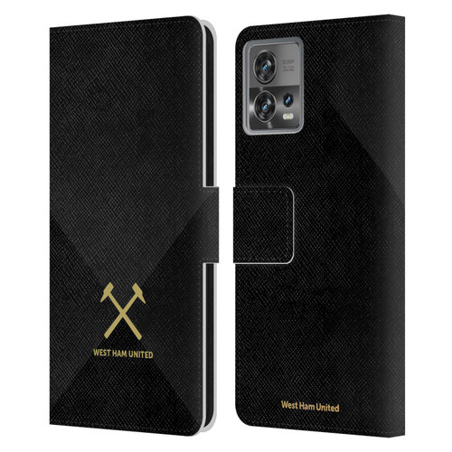 West Ham United FC Hammer Marque Kit Black & Gold Leather Book Wallet Case Cover For Motorola Moto Edge 30 Fusion