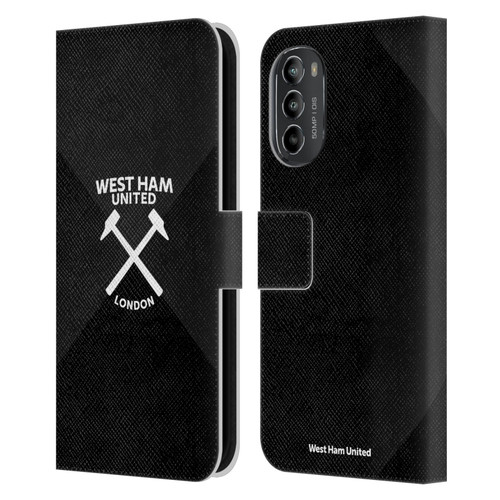 West Ham United FC Hammer Marque Kit Black & White Gradient Leather Book Wallet Case Cover For Motorola Moto G82 5G