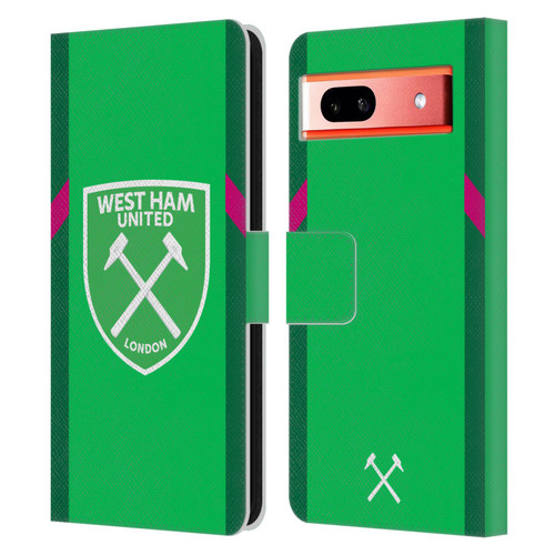 West Ham United FC 2023/24 Crest Kit Home Goalkeeper Leather Book Wallet Case Cover For Google Pixel 7a