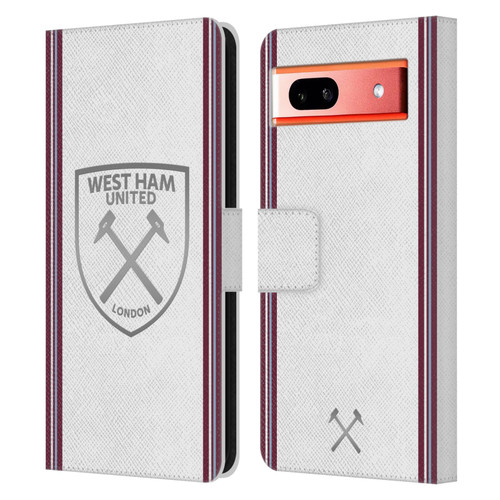 West Ham United FC 2023/24 Crest Kit Away Leather Book Wallet Case Cover For Google Pixel 7a