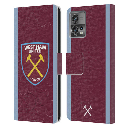 West Ham United FC 2023/24 Crest Kit Home Leather Book Wallet Case Cover For Motorola Moto Edge 30 Fusion