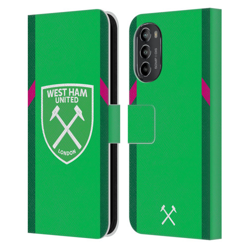 West Ham United FC 2023/24 Crest Kit Home Goalkeeper Leather Book Wallet Case Cover For Motorola Moto G82 5G