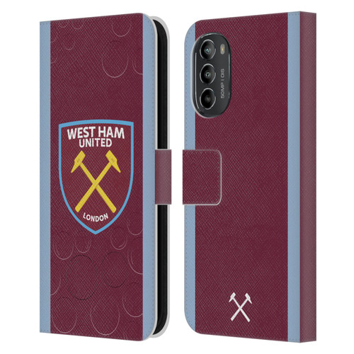 West Ham United FC 2023/24 Crest Kit Home Leather Book Wallet Case Cover For Motorola Moto G82 5G