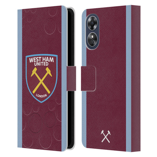 West Ham United FC 2023/24 Crest Kit Home Leather Book Wallet Case Cover For OPPO A17
