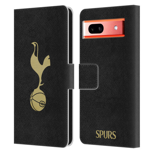 Tottenham Hotspur F.C. Badge Black And Gold Leather Book Wallet Case Cover For Google Pixel 7a
