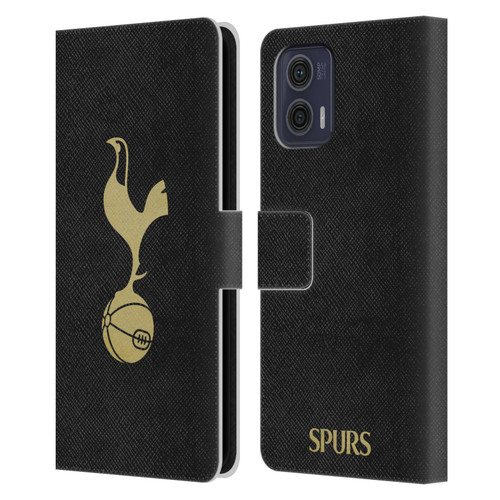 Tottenham Hotspur F.C. Badge Black And Gold Leather Book Wallet Case Cover For Motorola Moto G73 5G