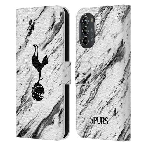 Tottenham Hotspur F.C. Badge Black And White Marble Leather Book Wallet Case Cover For Motorola Moto G82 5G