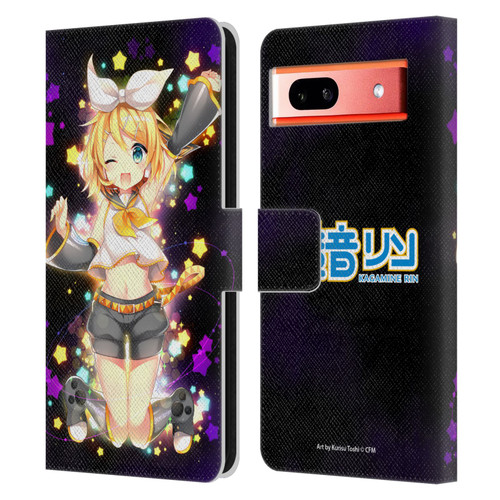 Hatsune Miku Characters Kagamine Rin Leather Book Wallet Case Cover For Google Pixel 7a