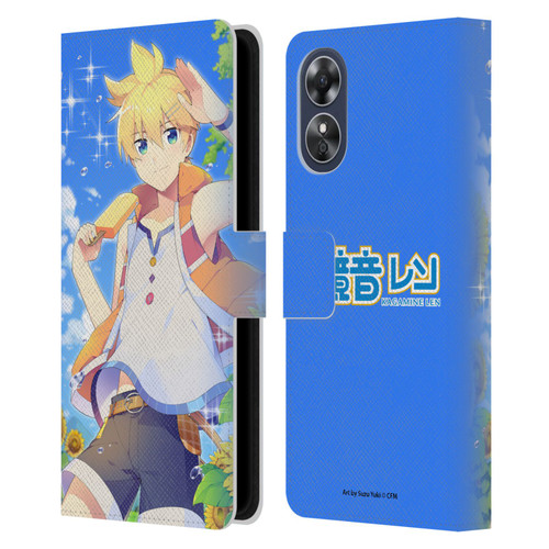 Hatsune Miku Characters Kagamine Len Leather Book Wallet Case Cover For OPPO A17