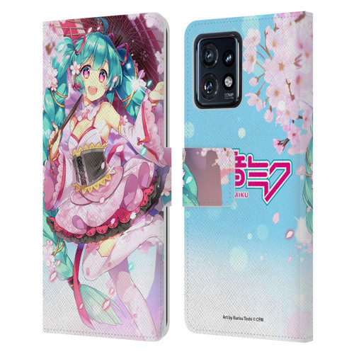 Hatsune Miku Graphics Sakura Leather Book Wallet Case Cover For Motorola Moto Edge 40 Pro