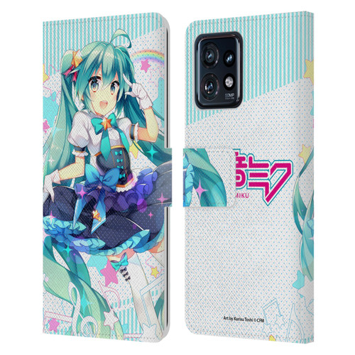 Hatsune Miku Graphics Stars And Rainbow Leather Book Wallet Case Cover For Motorola Moto Edge 40 Pro