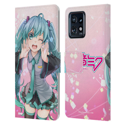 Hatsune Miku Graphics Wink Leather Book Wallet Case Cover For Motorola Moto Edge 40 Pro