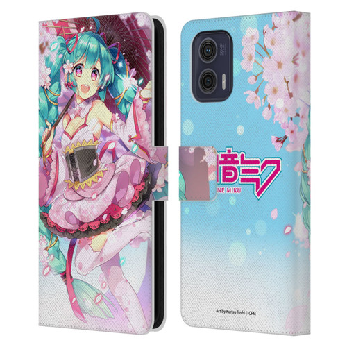 Hatsune Miku Graphics Sakura Leather Book Wallet Case Cover For Motorola Moto G73 5G