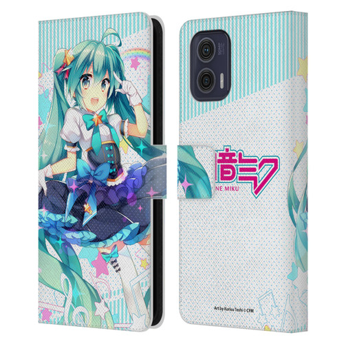 Hatsune Miku Graphics Stars And Rainbow Leather Book Wallet Case Cover For Motorola Moto G73 5G