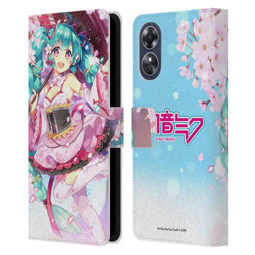 Hatsune Miku Graphics Sakura Leather Book Wallet Case Cover For OPPO A17