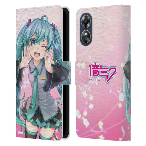 Hatsune Miku Graphics Wink Leather Book Wallet Case Cover For OPPO A17