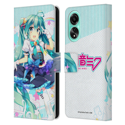 Hatsune Miku Graphics Stars And Rainbow Leather Book Wallet Case Cover For OPPO A78 4G