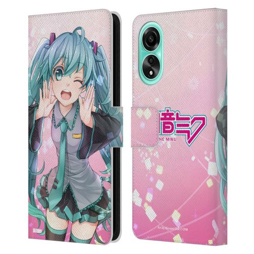 Hatsune Miku Graphics Wink Leather Book Wallet Case Cover For OPPO A78 4G