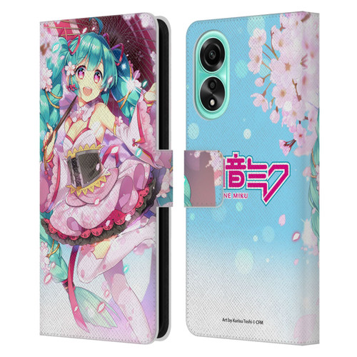 Hatsune Miku Graphics Sakura Leather Book Wallet Case Cover For OPPO A78 4G