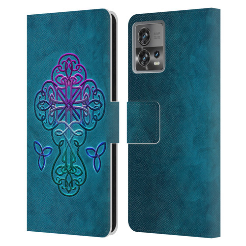 Brigid Ashwood Crosses Celtic Leather Book Wallet Case Cover For Motorola Moto Edge 30 Fusion