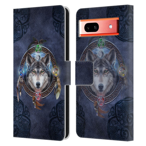 Brigid Ashwood Celtic Wisdom Wolf Guide Leather Book Wallet Case Cover For Google Pixel 7a