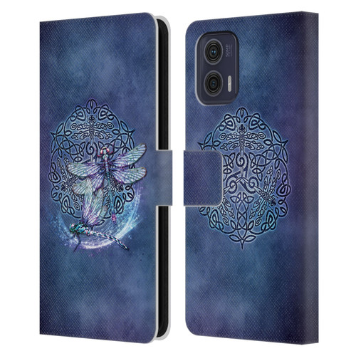 Brigid Ashwood Celtic Wisdom Dragonfly Leather Book Wallet Case Cover For Motorola Moto G73 5G